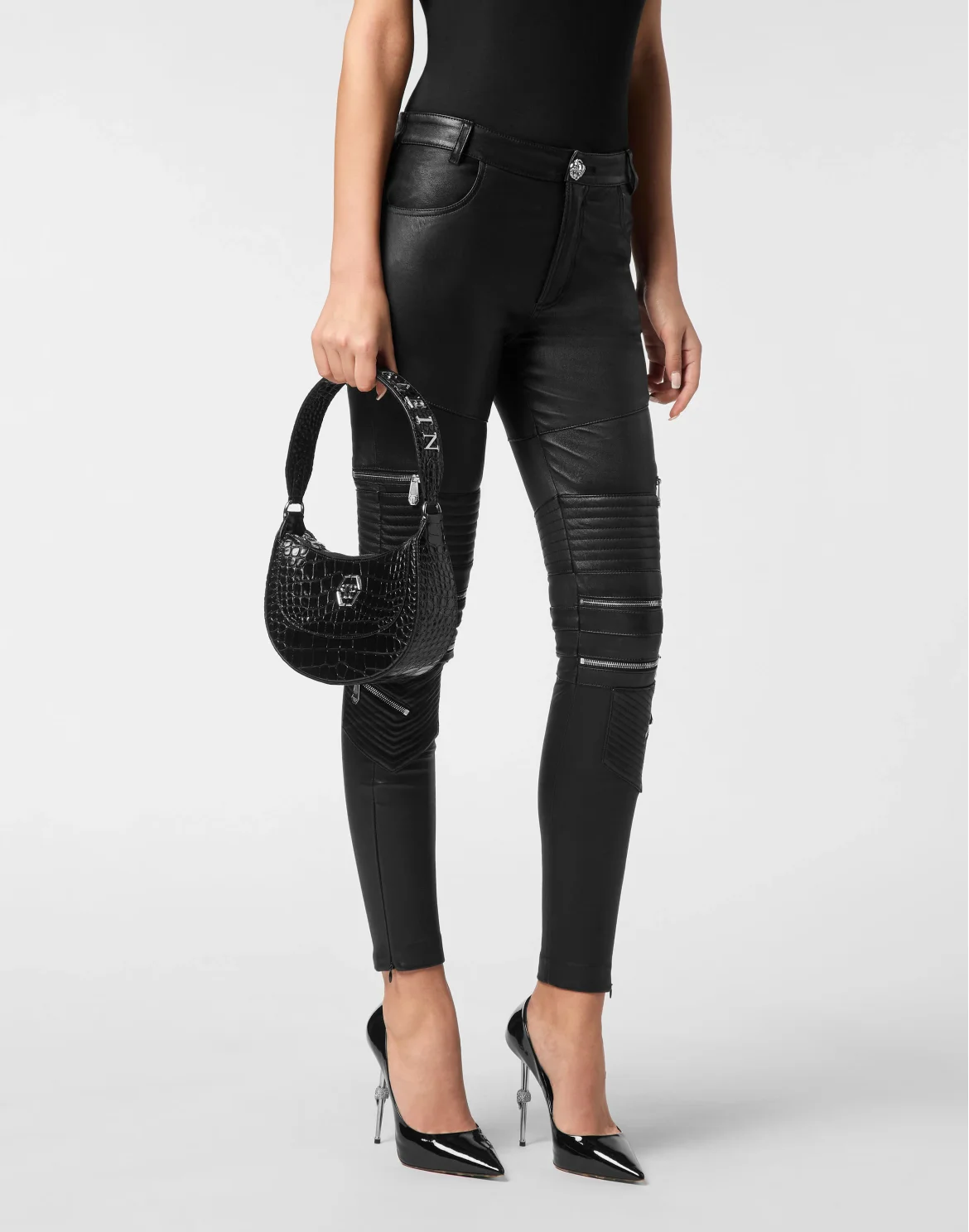 Croco Embossed Handle Bag GALAXY, цвет: Черный