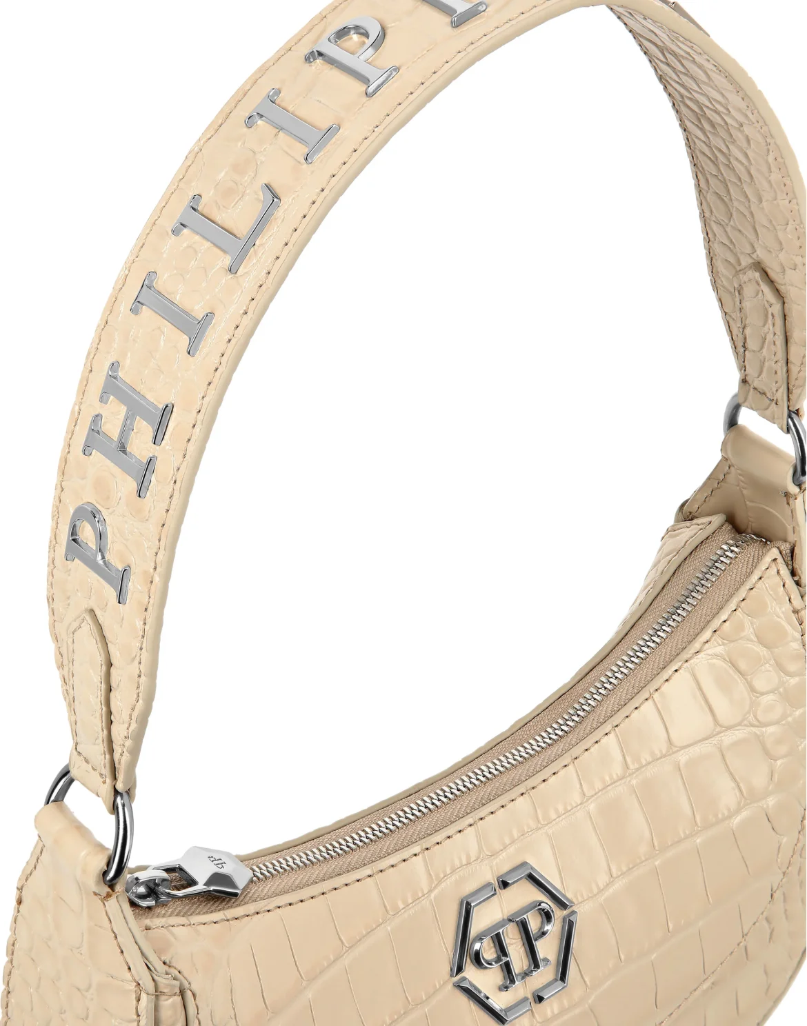 Croco Embossed Handle Bag GALAXY, цвет: Бежевый