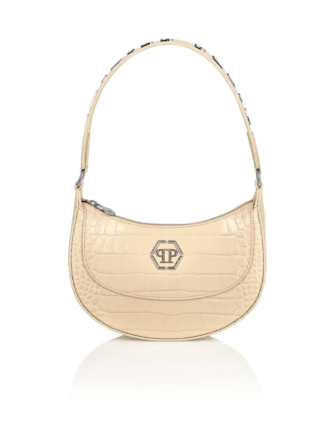 Croco Embossed Handle Bag GALAXY, цвет: Бежевый