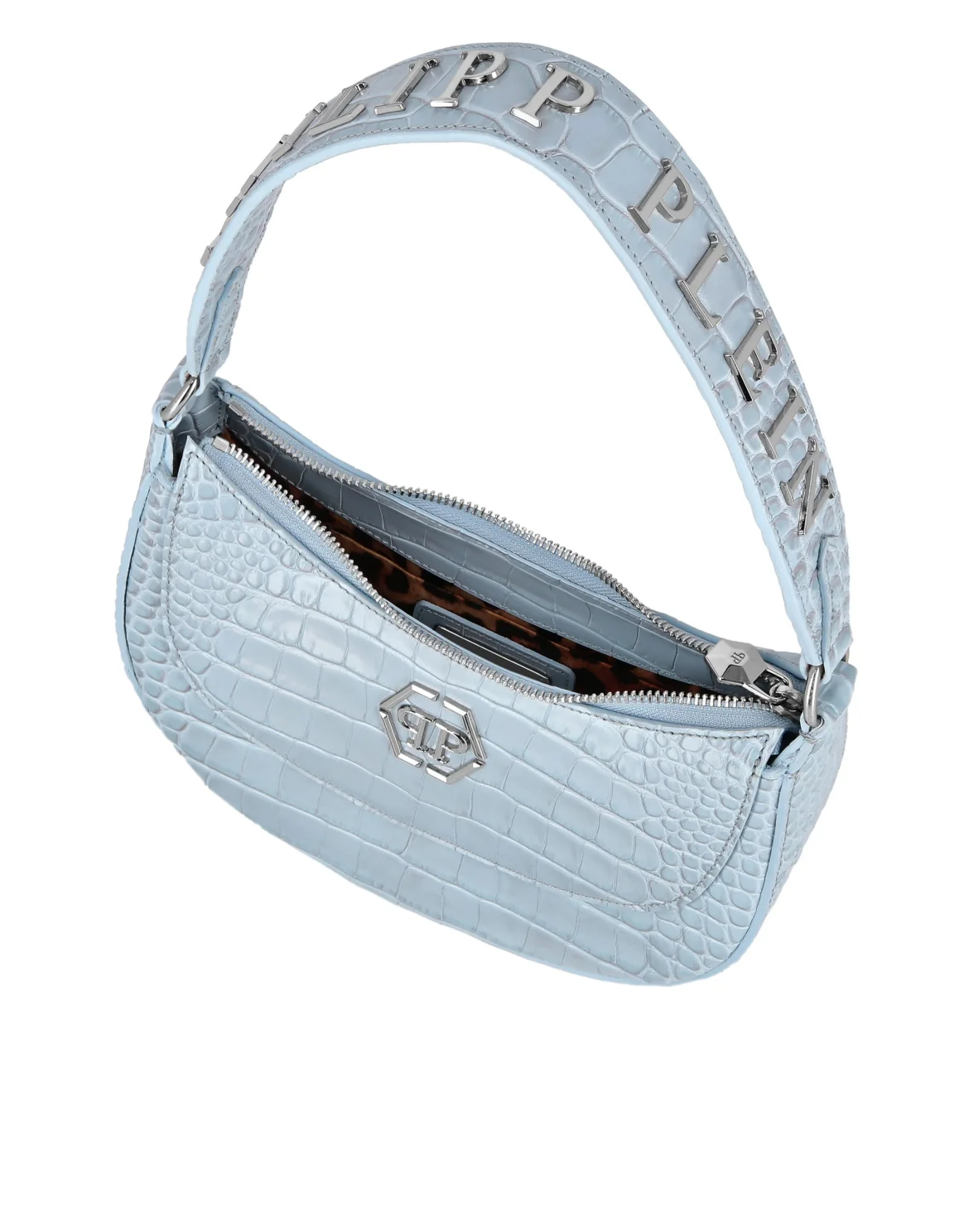 Croco Embossed Handle Bag GALAXY, цвет: Голубой