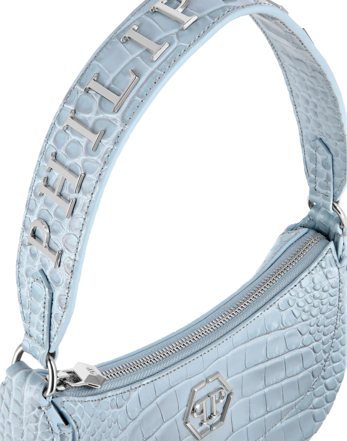 Croco Embossed Handle Bag GALAXY, цвет: Голубой