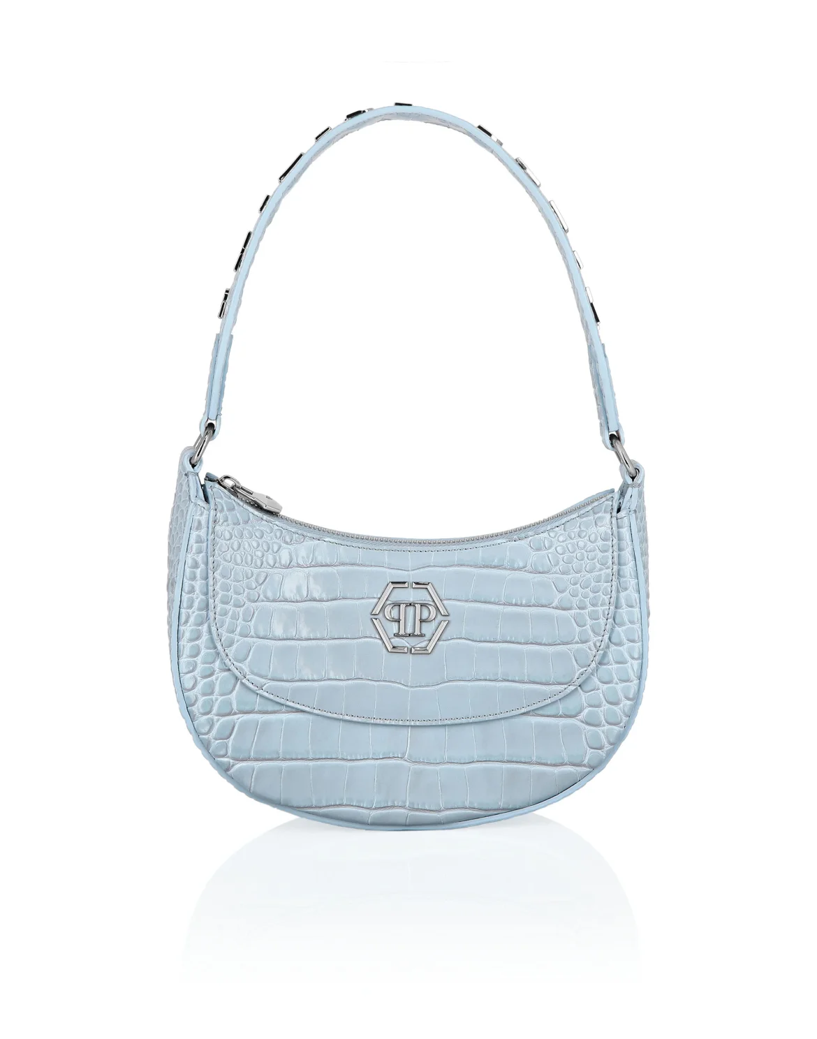 Croco Embossed Handle Bag GALAXY, цвет: Голубой