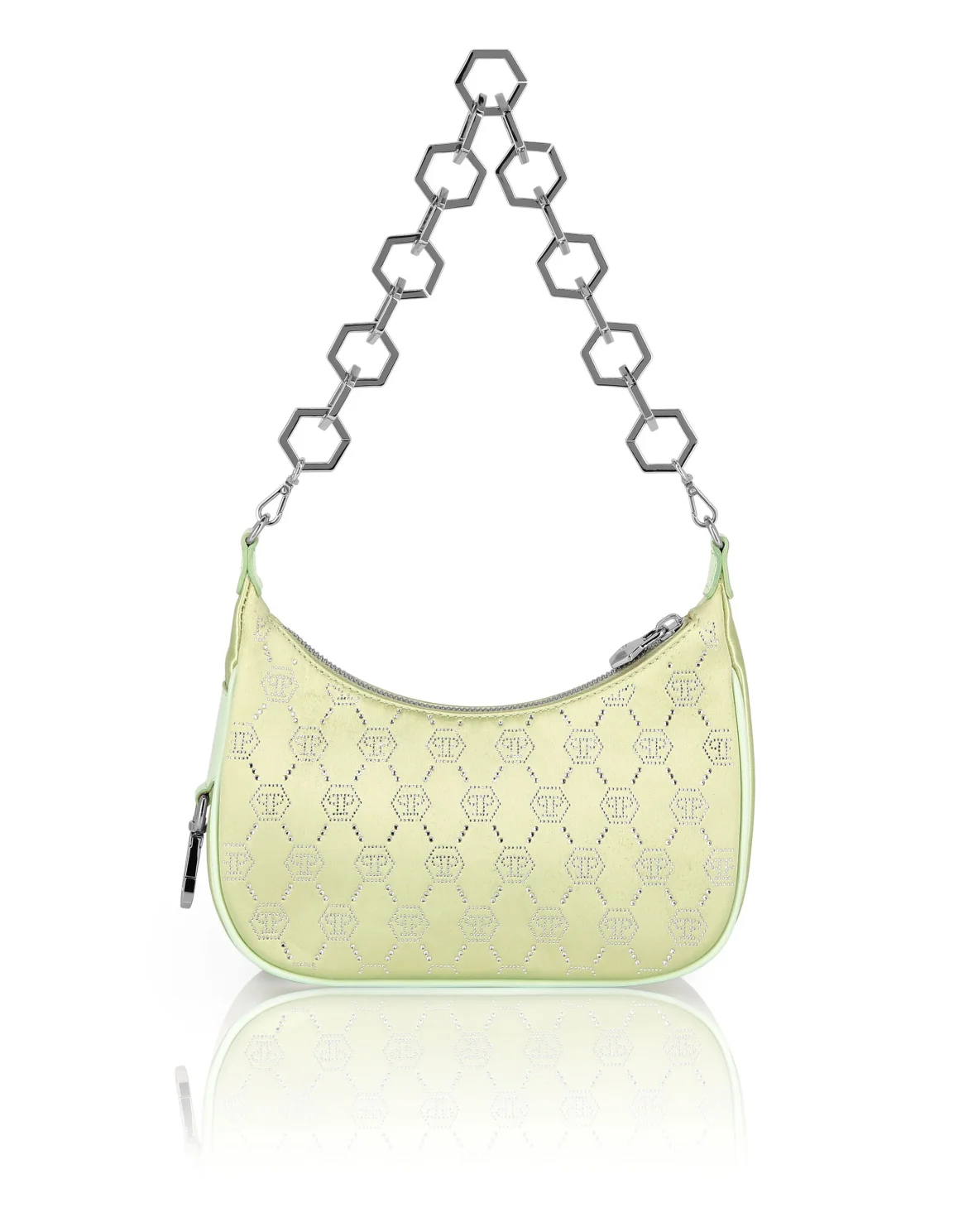 Satin Shoulder Bag Monogram Strass, цвет: Зеленый