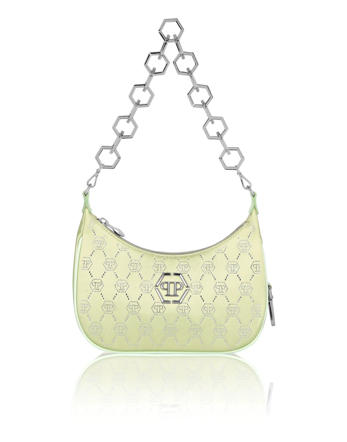 Satin Shoulder Bag Monogram Strass, цвет: Зеленый