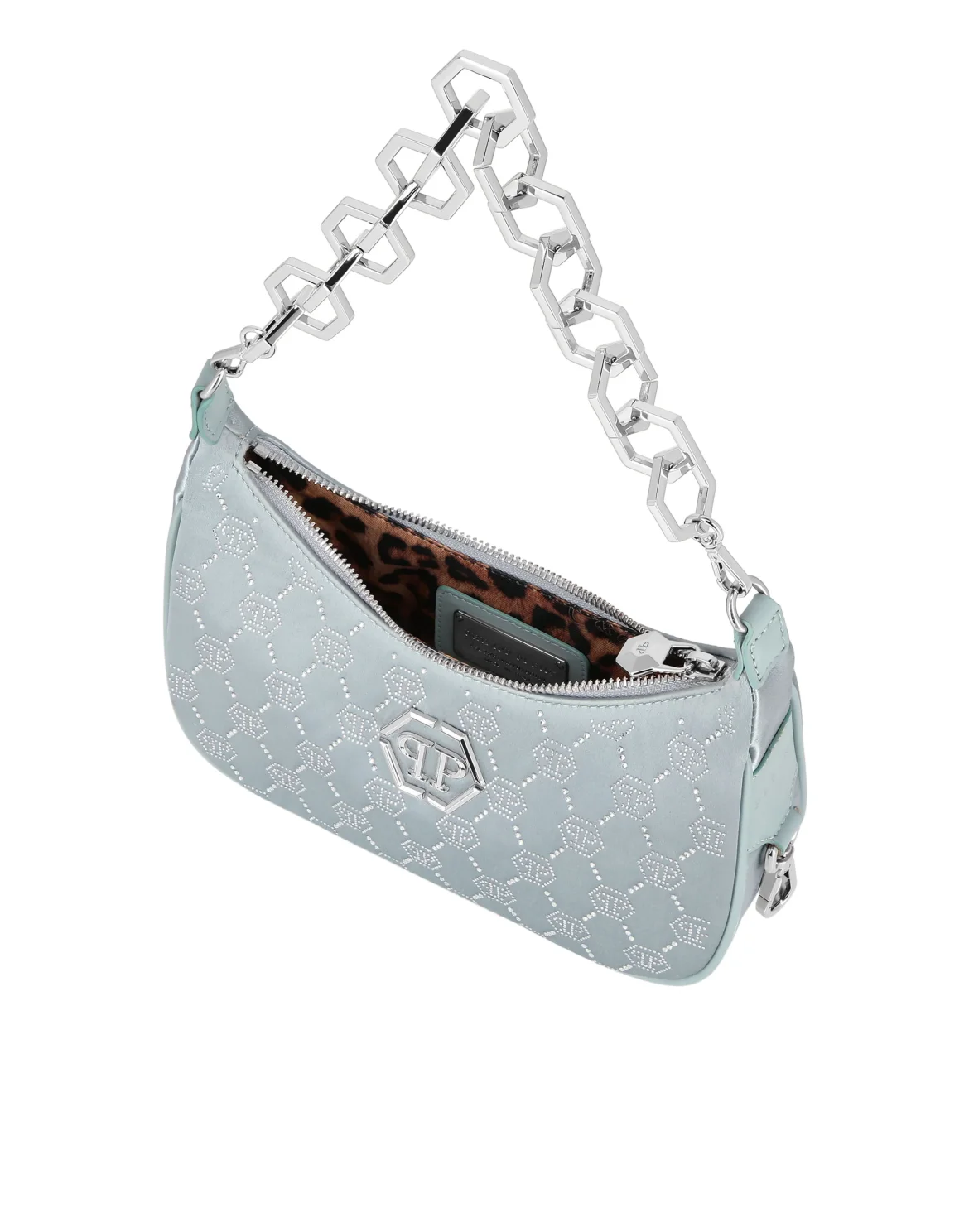 Satin Shoulder Bag Monogram Strass, цвет: Синий