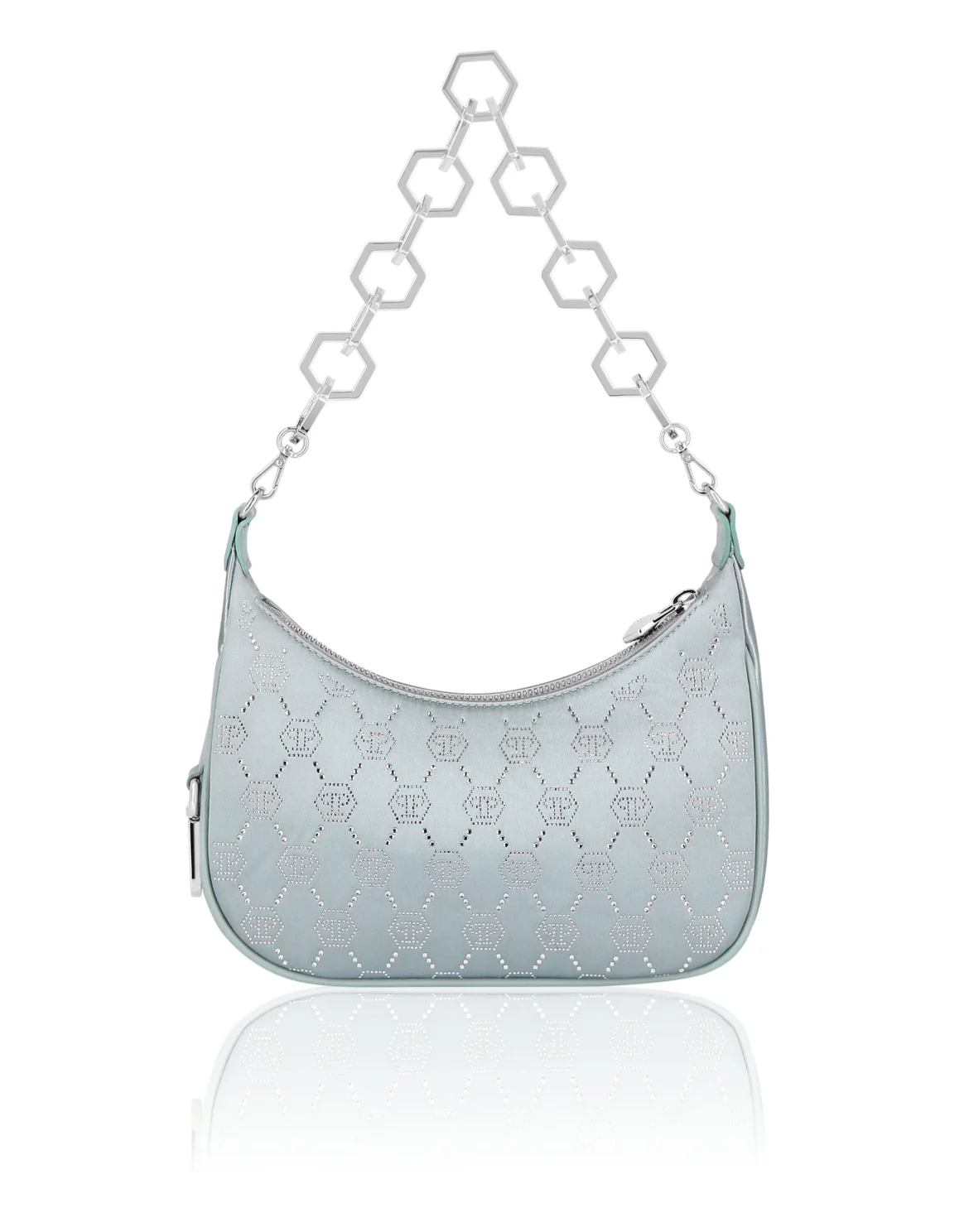 Satin Shoulder Bag Monogram Strass, цвет: Синий