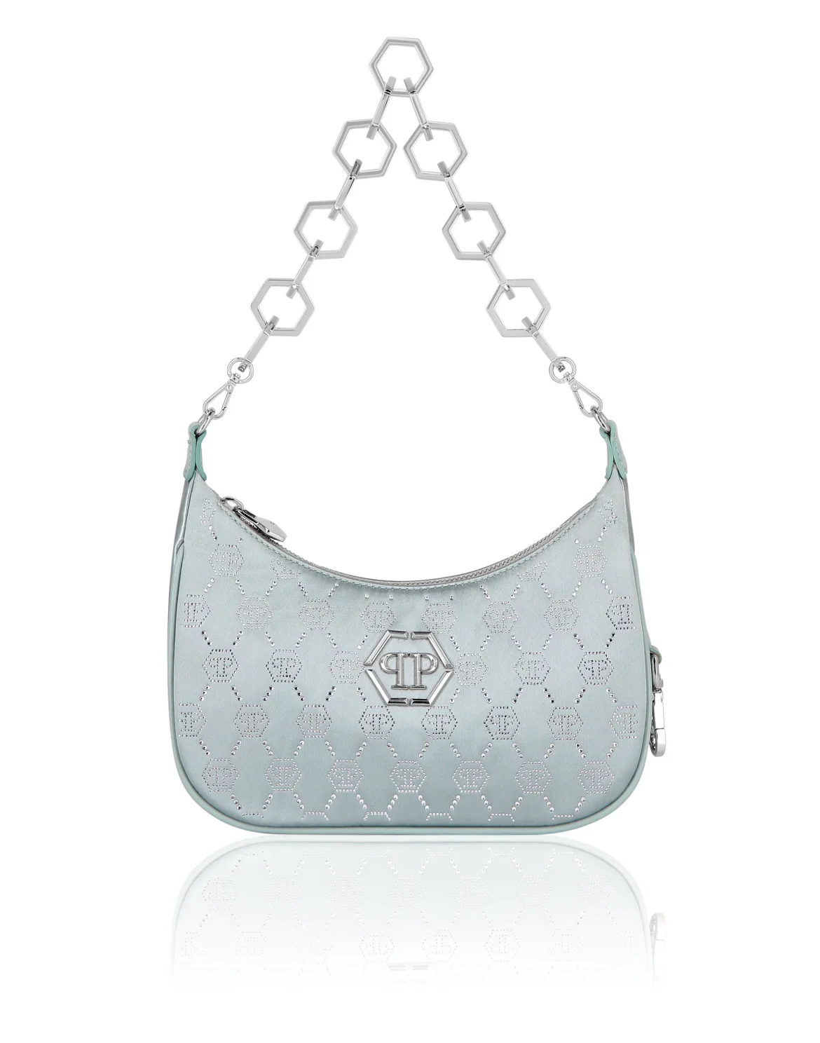 Satin Shoulder Bag Monogram Strass, цвет: Синий