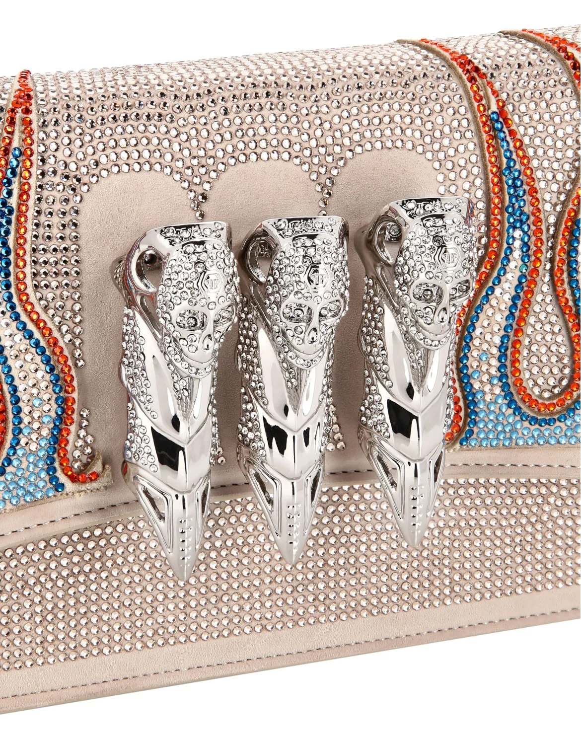 Embellished Baguette Bag Eagle, цвет: Бежевый