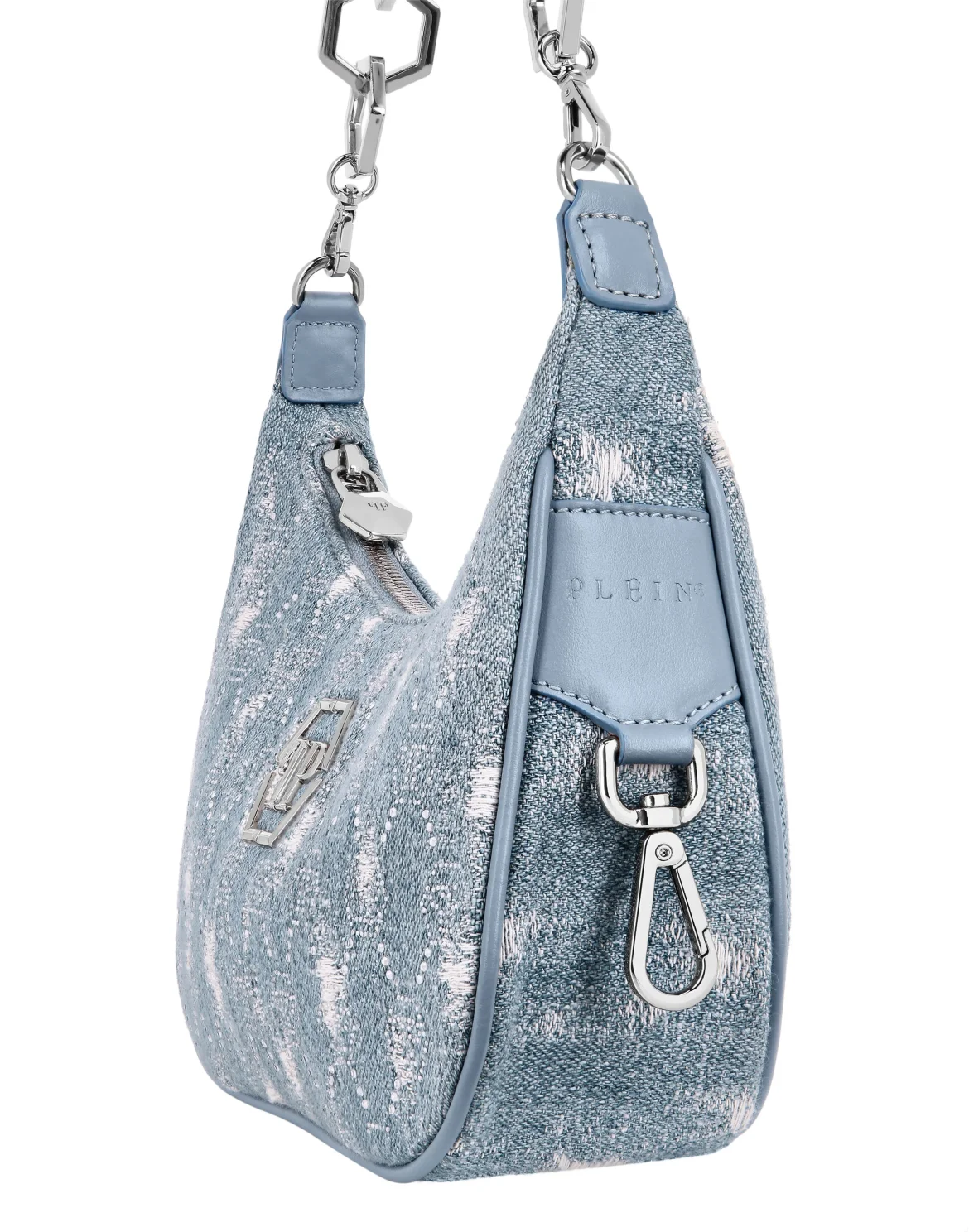 Denim Shoulder Bag Monogram Strass, цвет: Синий