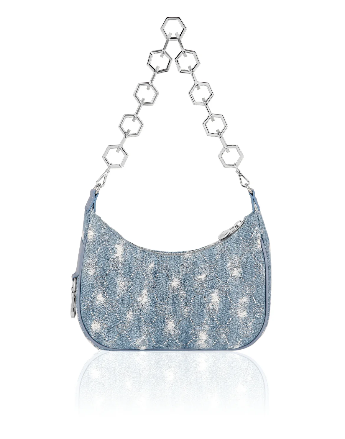 Denim Shoulder Bag Monogram Strass, цвет: Синий