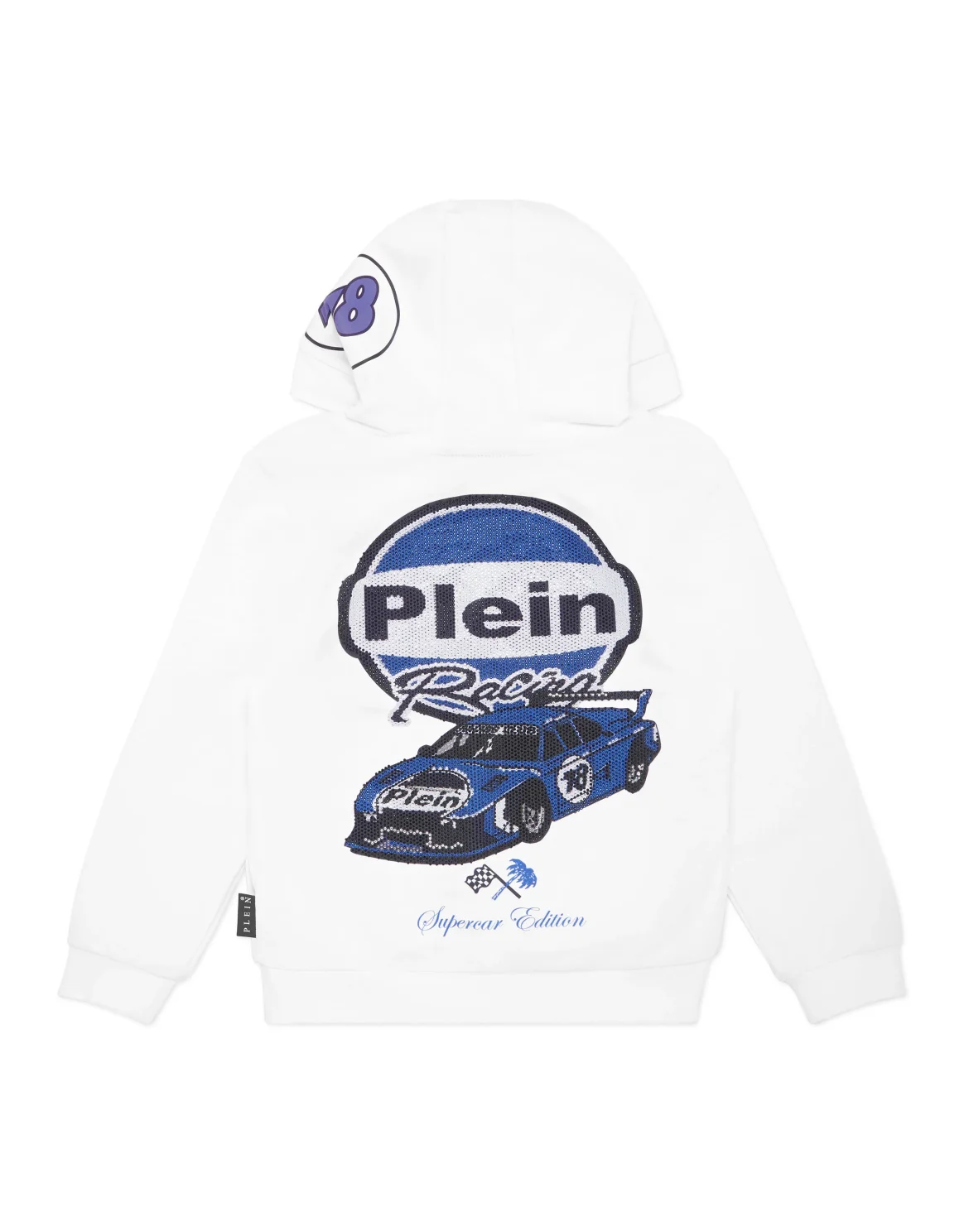 Hoodie Sweatshirt LS Strass Cars Racing, цвет: Белый