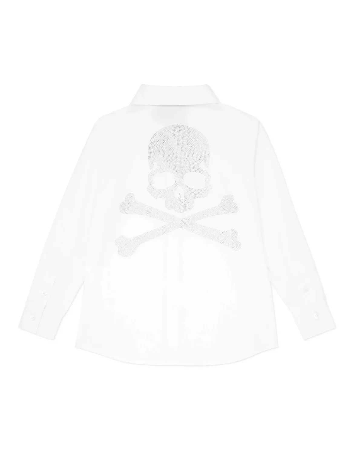 Shirt Sugar Daddy Cut LS Strass Skull&Bones, цвет: Белый