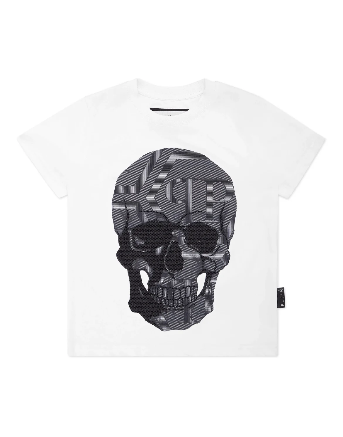 Jersey T-shirt Round Neck SS Strass Skull, цвет: Белый