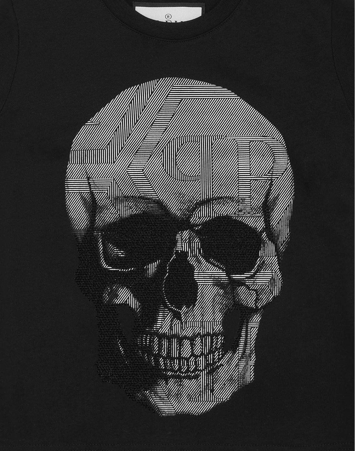 Jersey T-shirt Round Neck SS Strass Skull, цвет: Черный