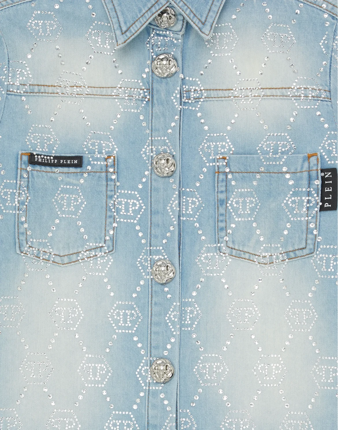 Denim Shirt LS Monogram Strass, цвет: Синий