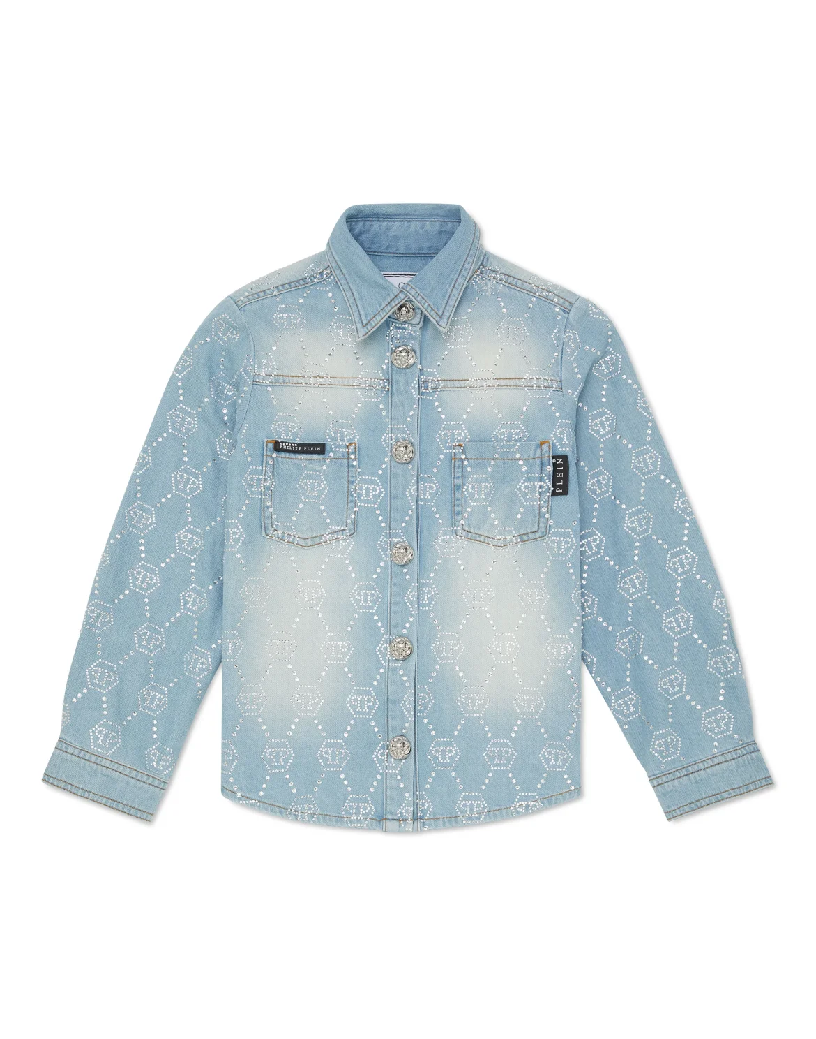 Denim Shirt LS Monogram Strass, цвет: Синий