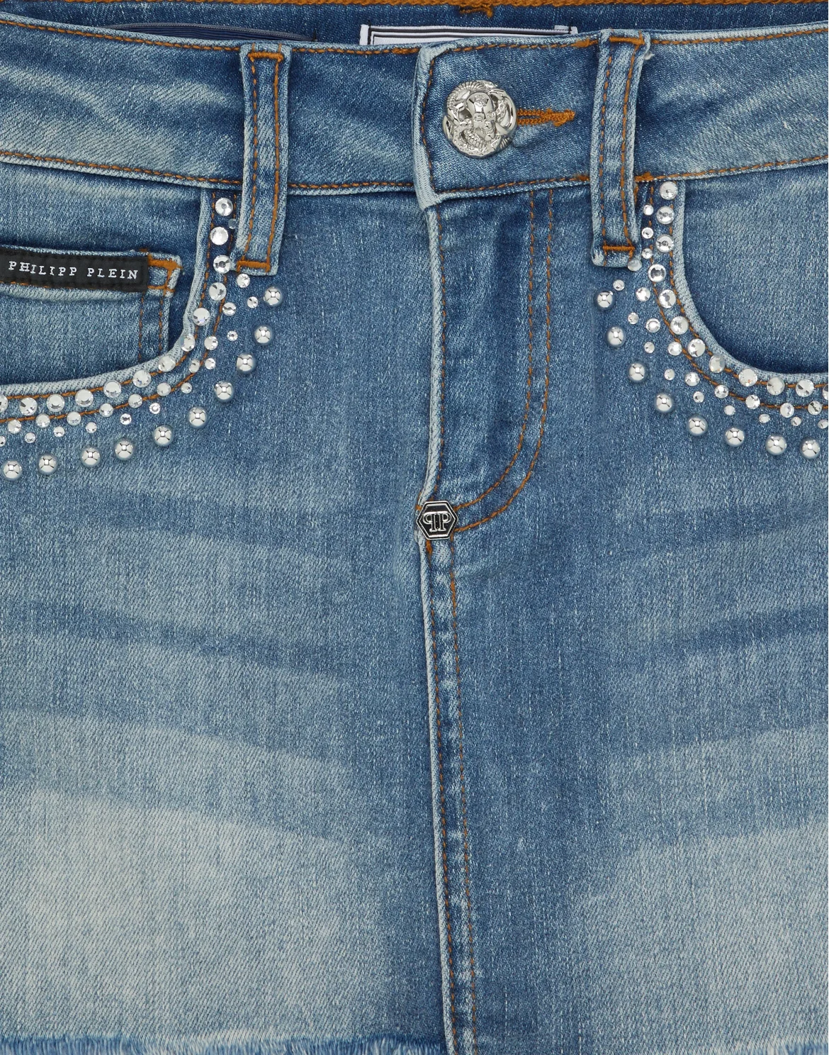 Denim Mini Skirt Rib Strass, цвет: Серый