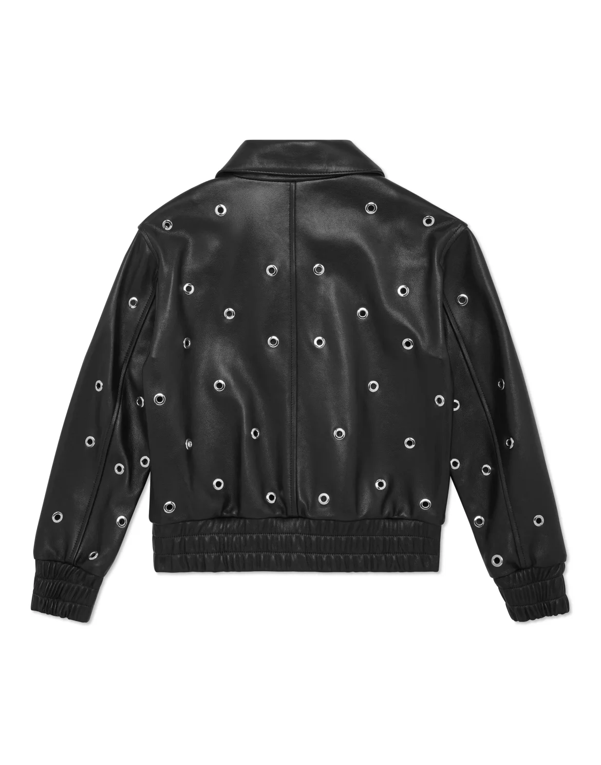 Cropped Leather Bomber LS Eyelet, цвет: Черный