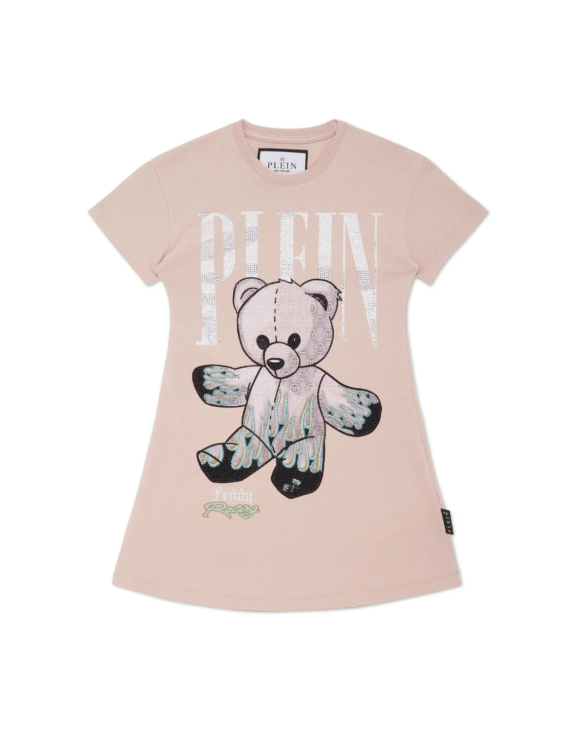 Jersey T-shirt Short Dress Teddy Bear, цвет: Розовый