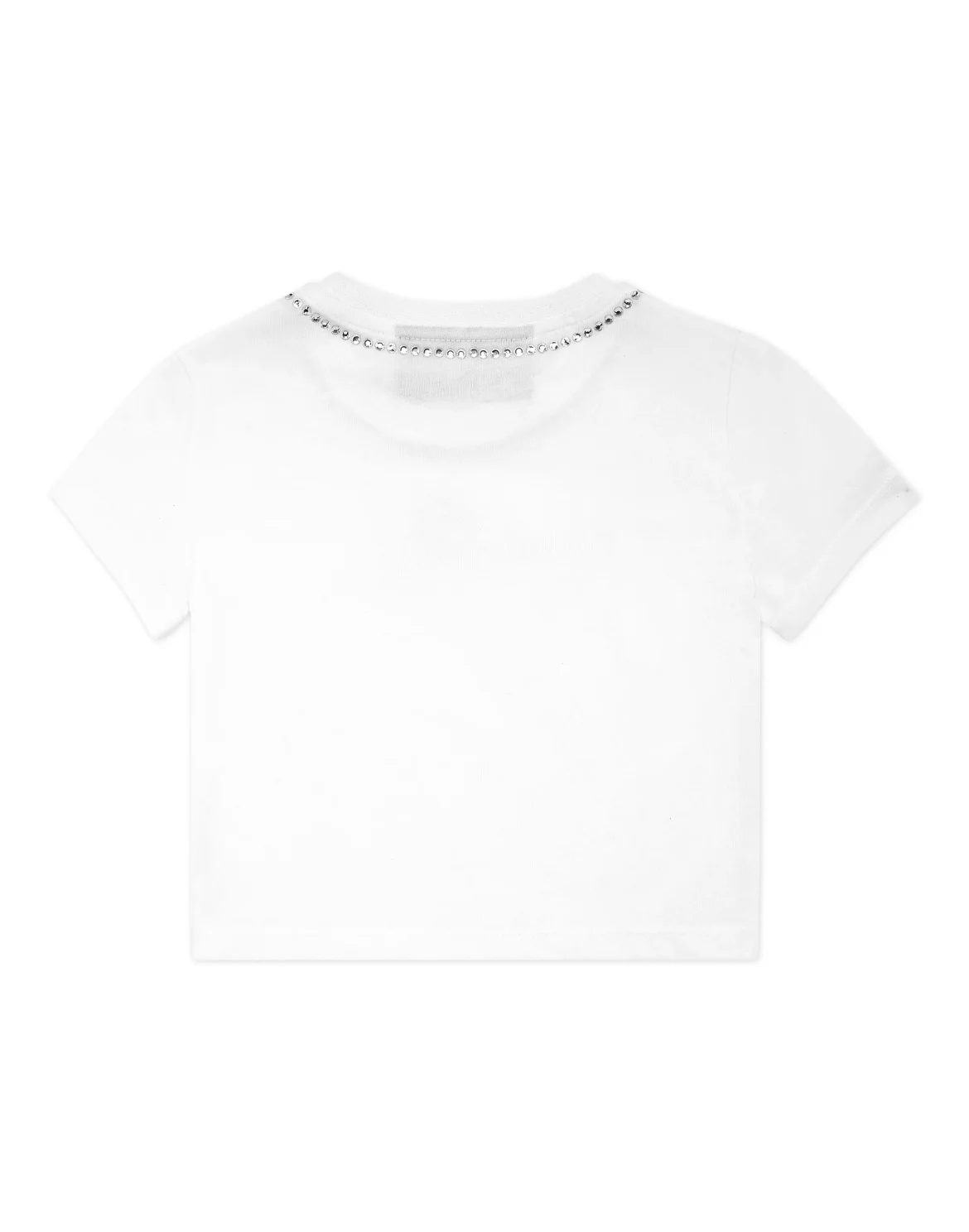 Cropped T-shirt Strass Round Neck SS, цвет: Белый