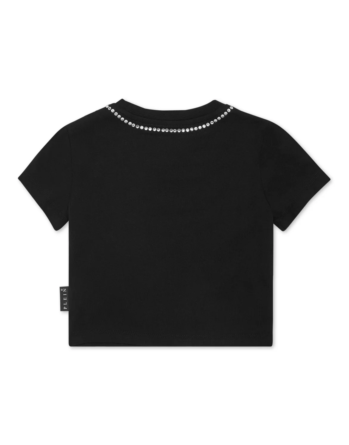 Cropped T-shirt Strass Round Neck SS, цвет: Черный