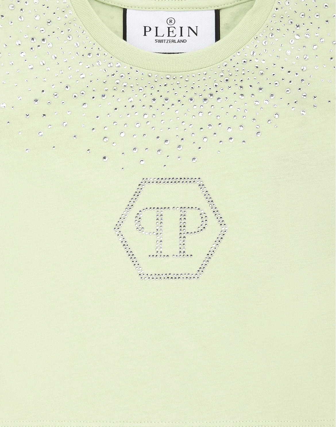 Cropped T-shirt Strass Round Neck SS Hexagon, цвет: Зеленый
