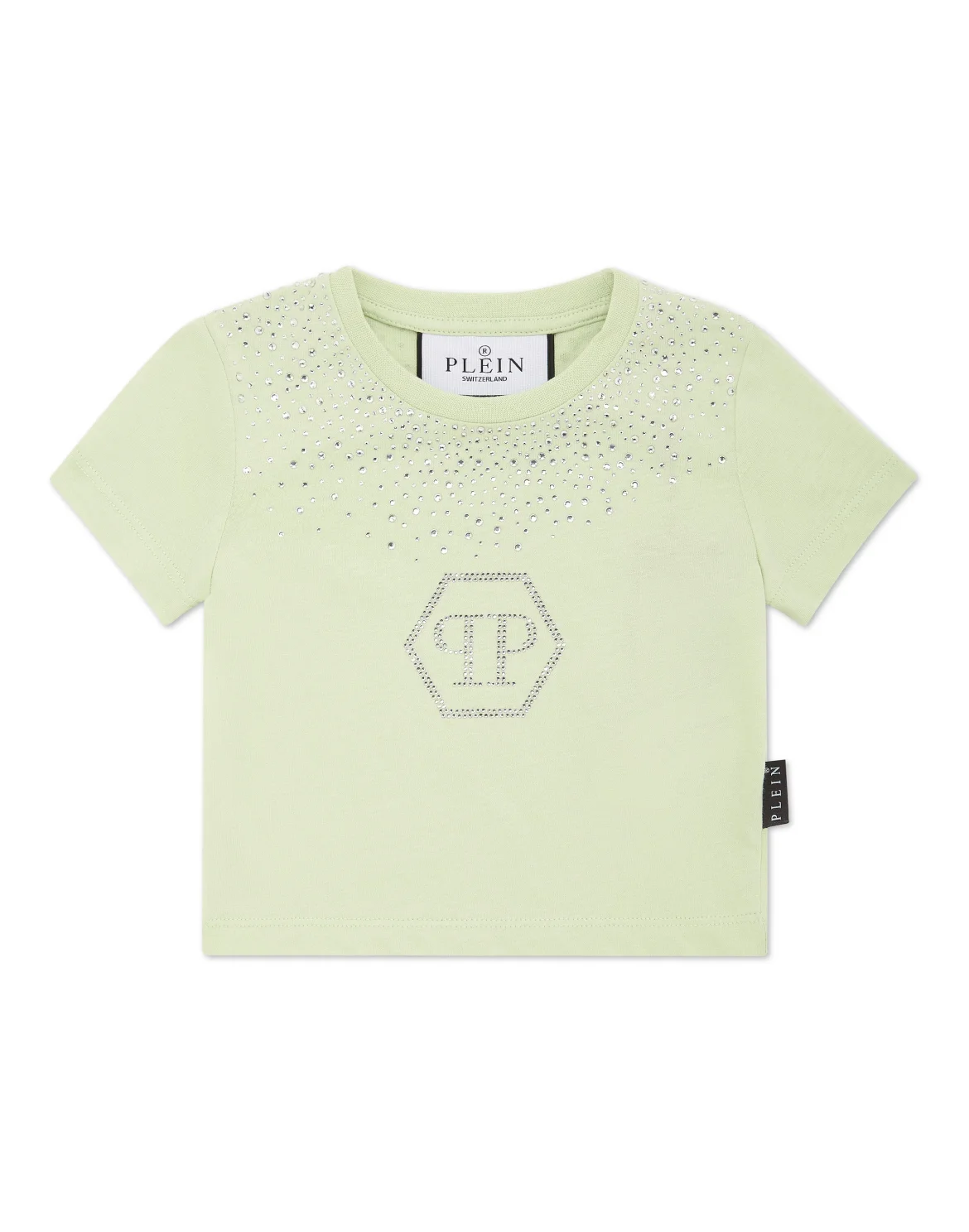 Cropped T-shirt Strass Round Neck SS Hexagon, цвет: Зеленый