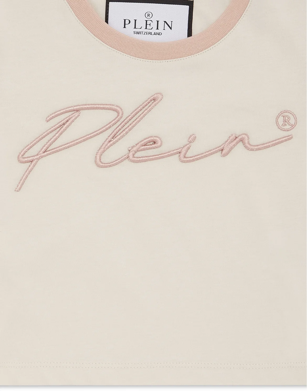 Cropped T-shirt Round Neck SS Signature, цвет: Бежевый