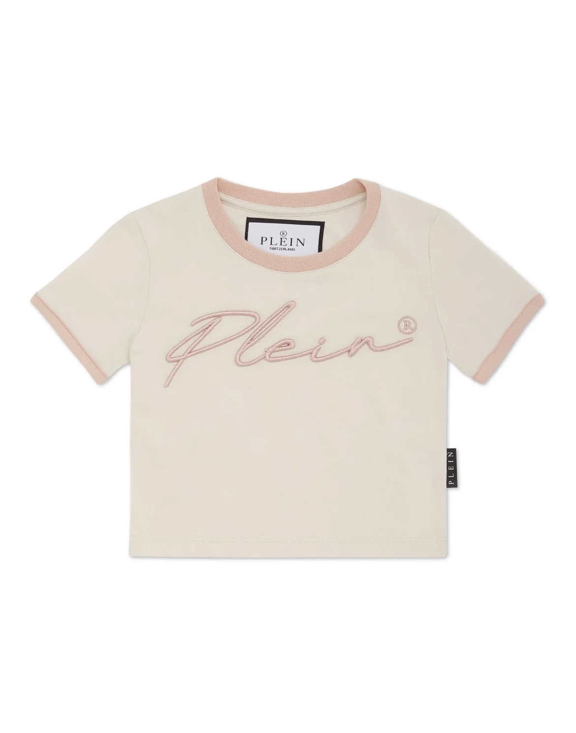 Cropped T-shirt Round Neck SS Signature, цвет: Бежевый
