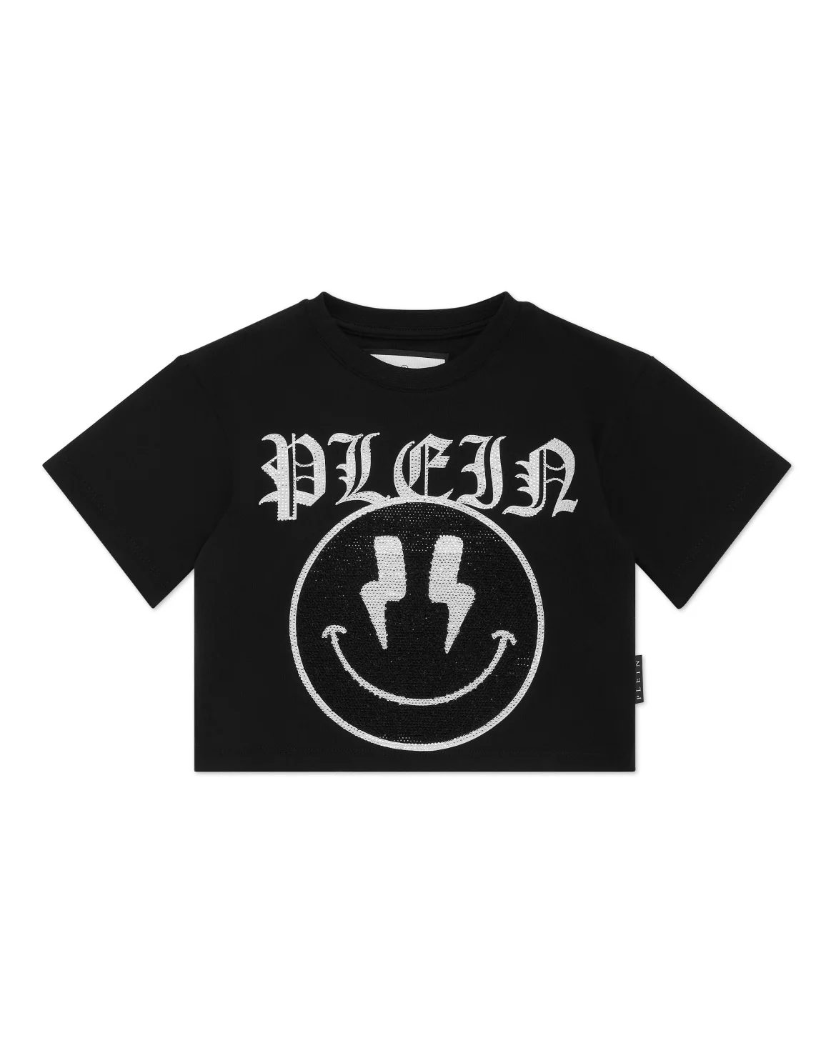 Cropped T-shirt Round Neck SS Smile, цвет: Черный