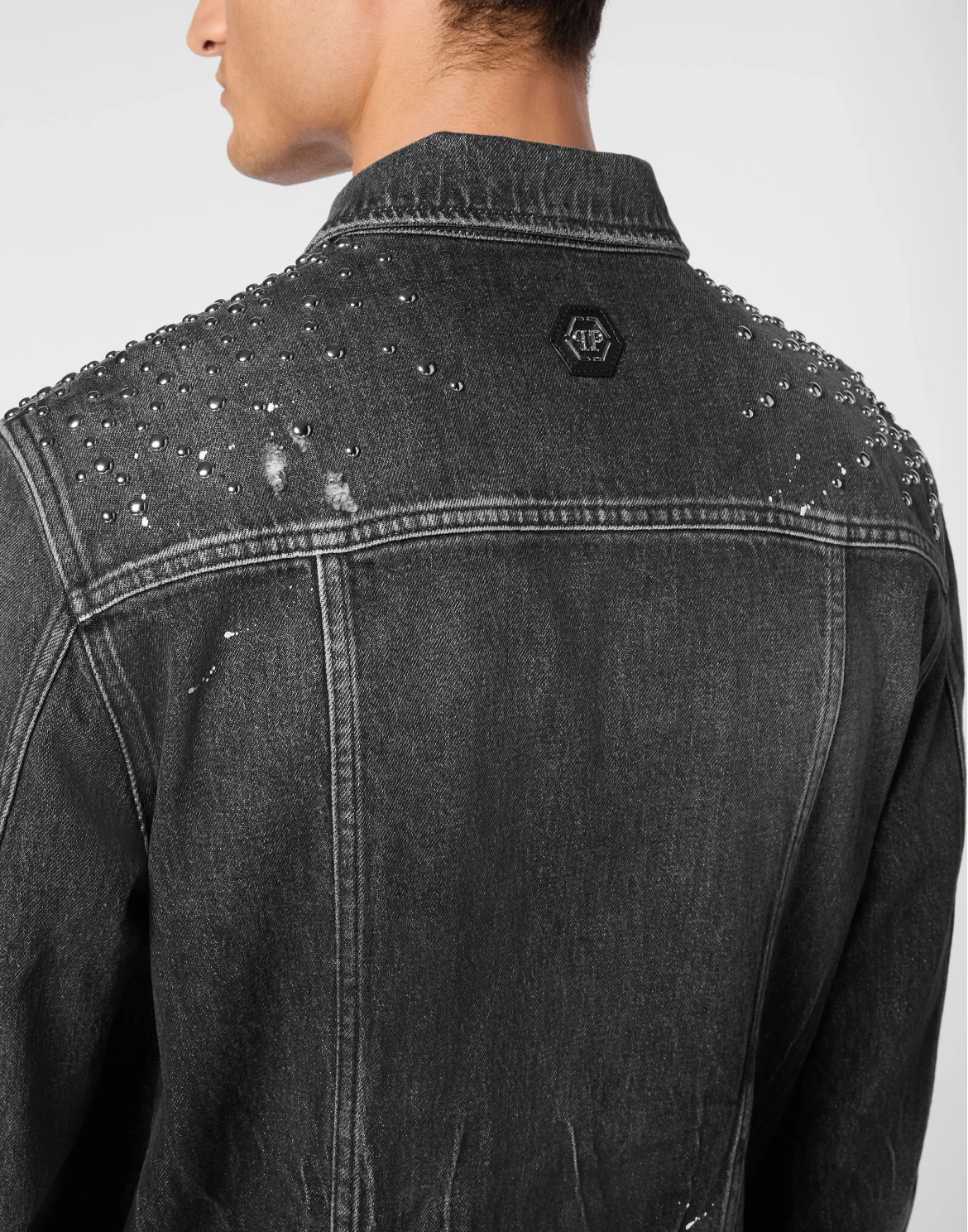 Denim Trucker Jacket LS Studs, цвет: Серый