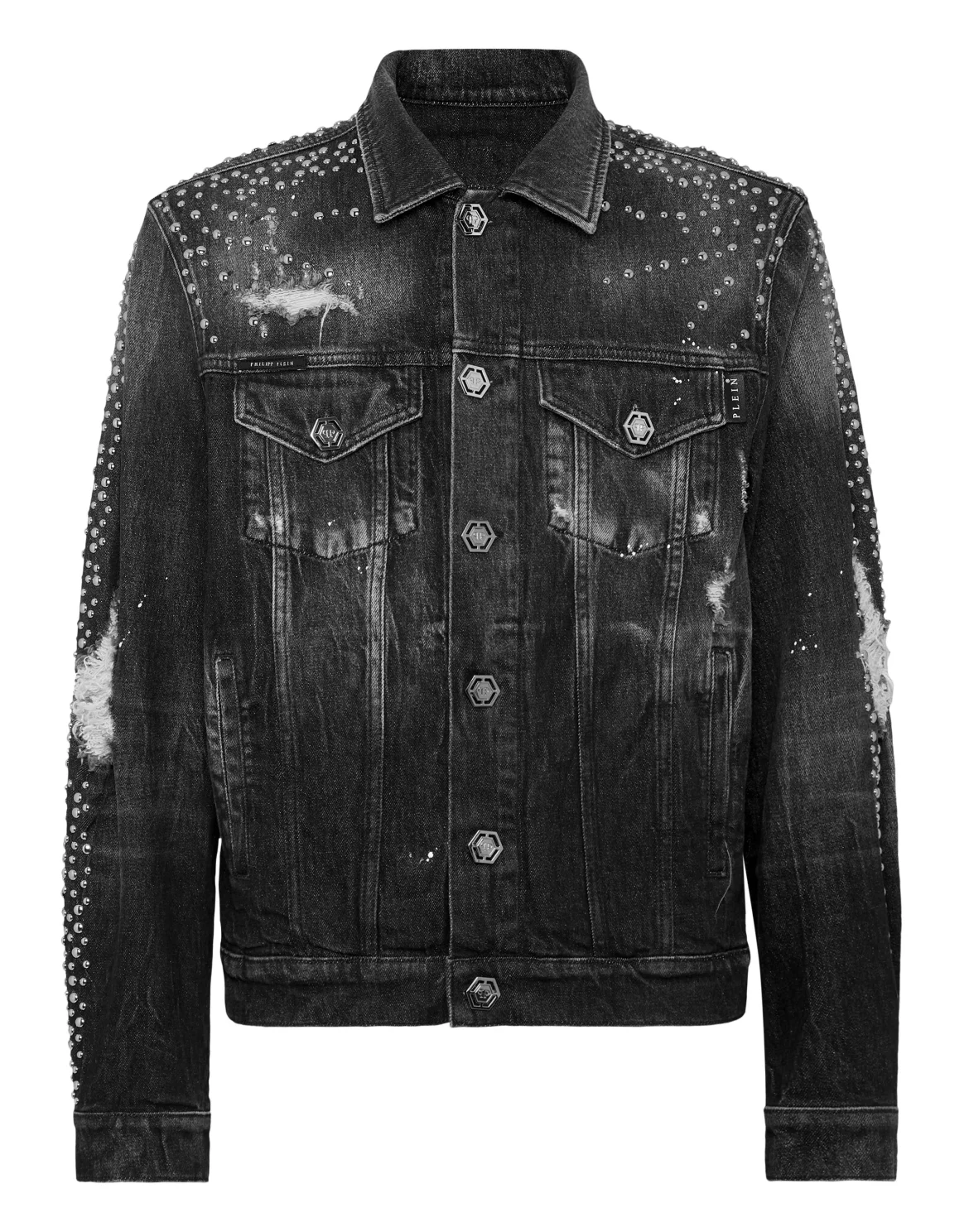 Denim Trucker Jacket LS Studs, цвет: Серый