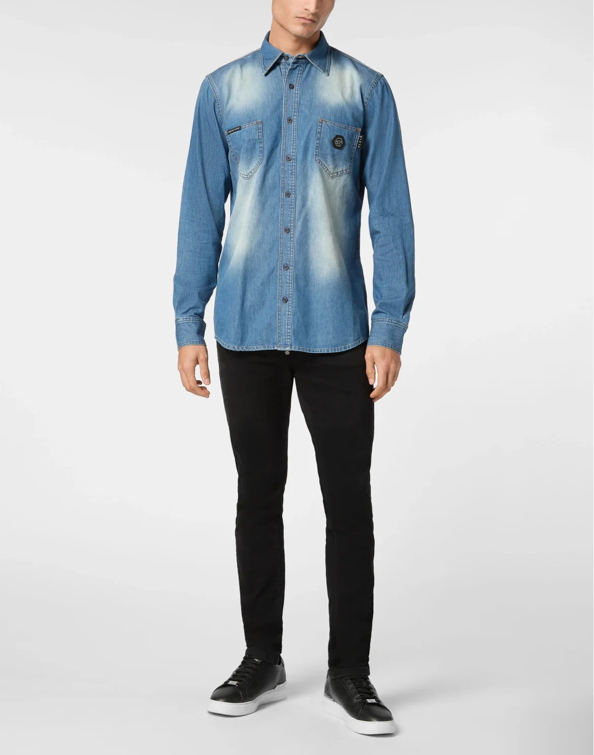 Denim Shirt Long-Sleeve Skull&Bones, цвет: Синий