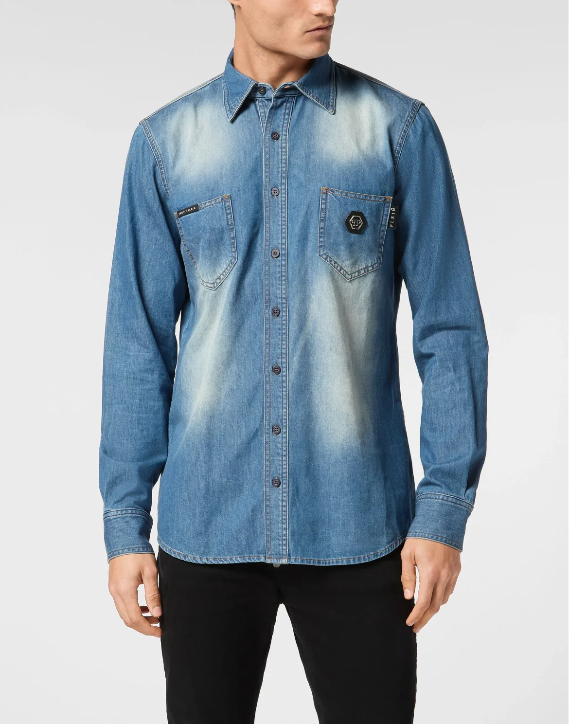 Denim Shirt Long-Sleeve Skull&Bones, цвет: Синий
