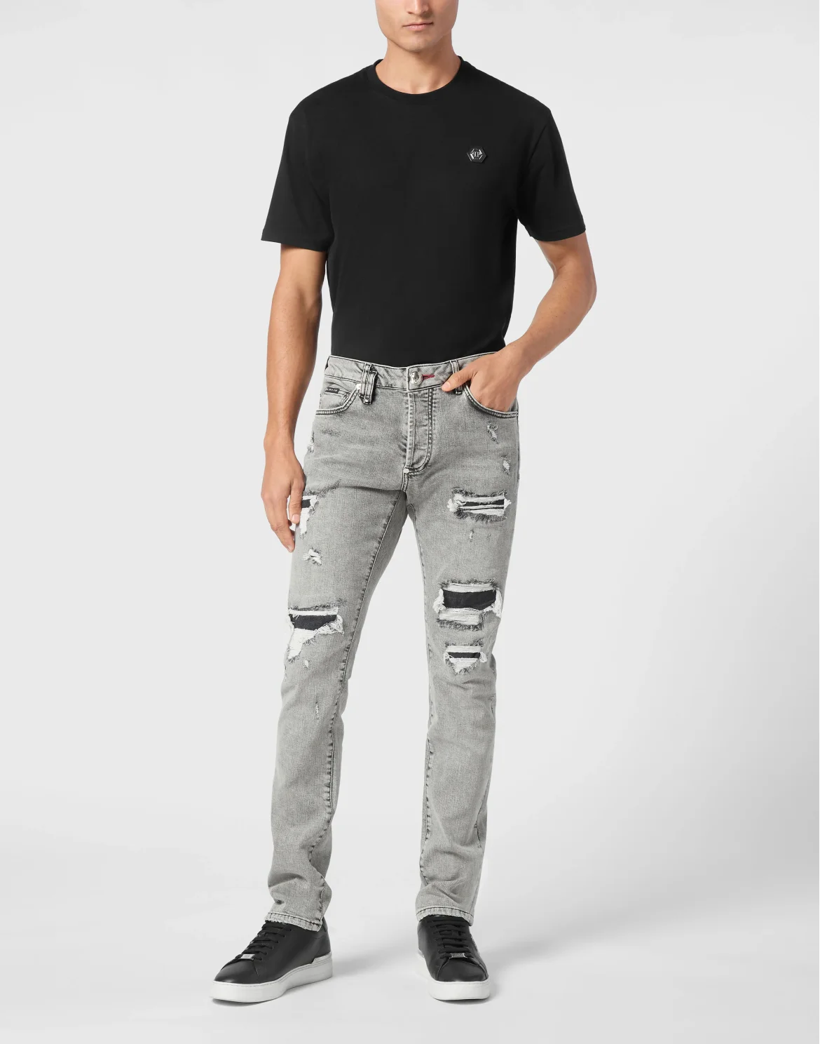 Denim Super Straight Cut Fit Trousers, цвет: Серый