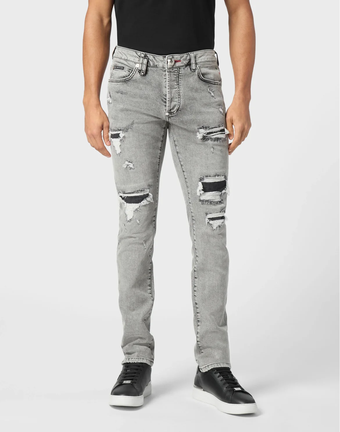 Denim Super Straight Cut Fit Trousers, цвет: Серый