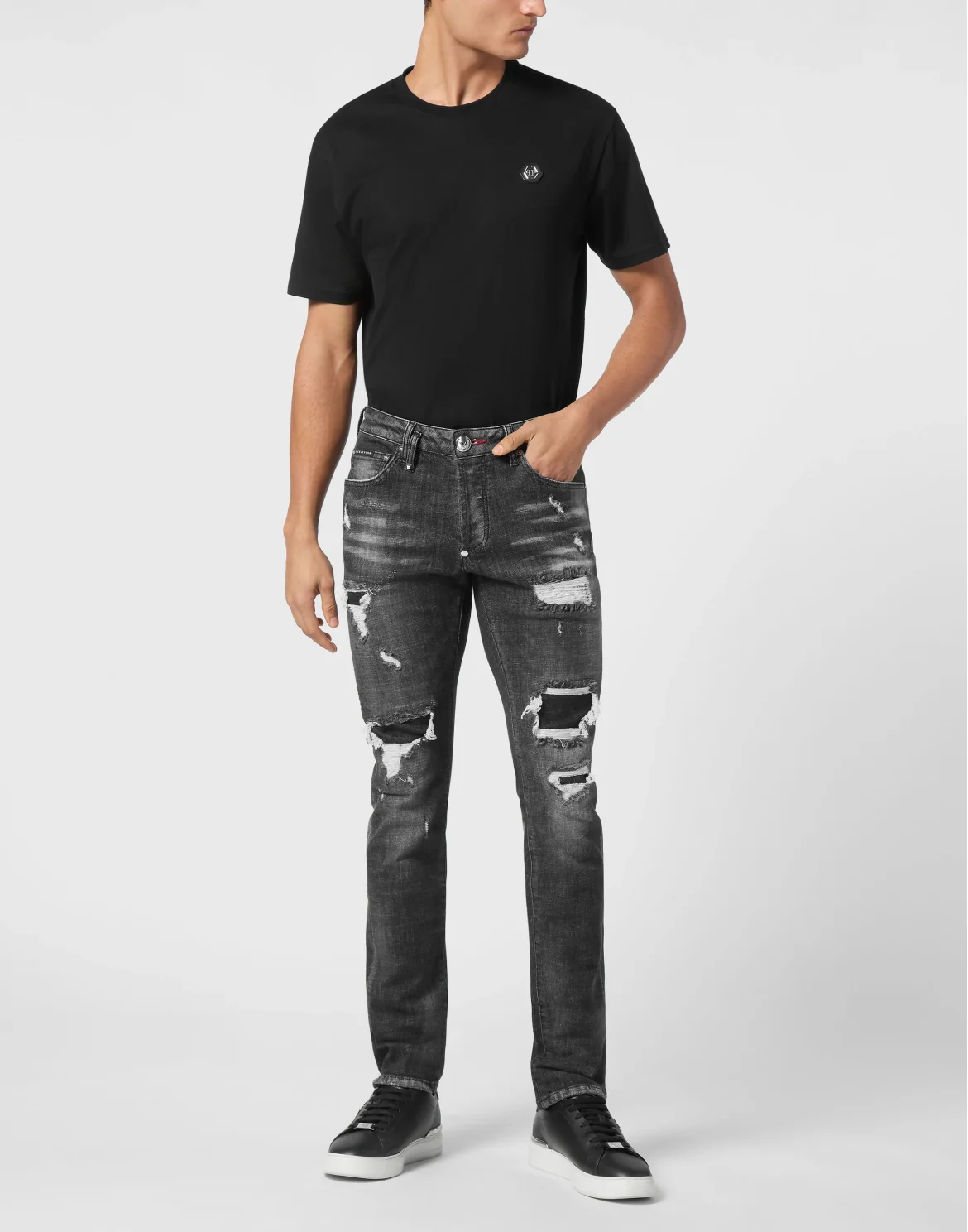 Denim Super Straight Cut Fit Trousers, цвет: Черный