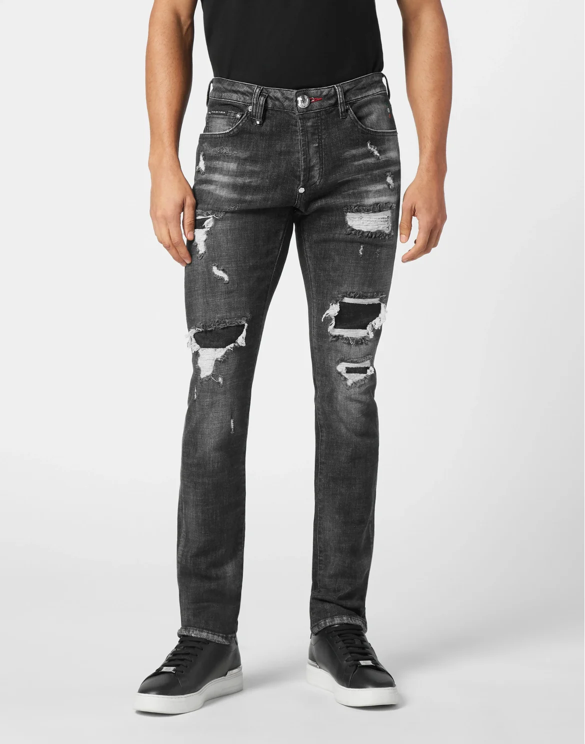 Denim Super Straight Cut Fit Trousers, цвет: Черный