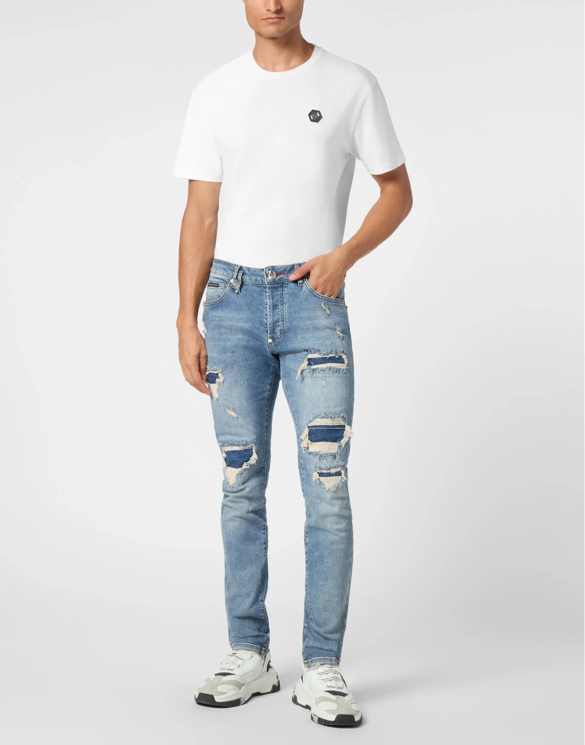 Denim Super Straight Cut Fit Trousers, цвет: Серый