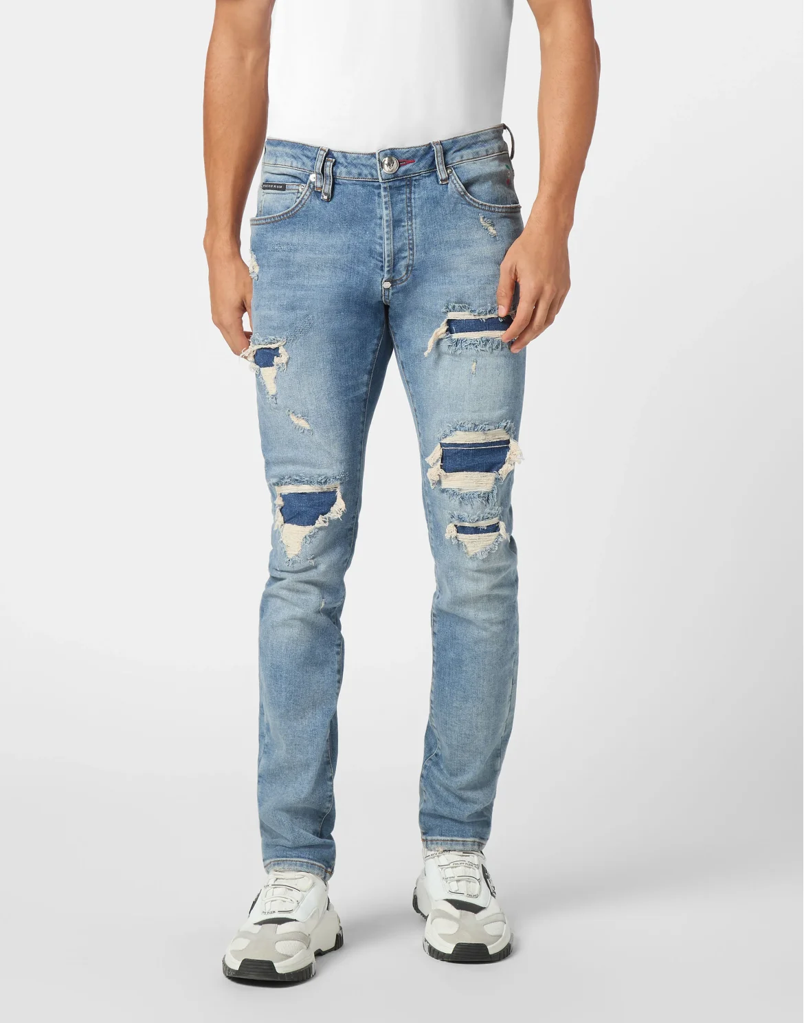 Denim Super Straight Cut Fit Trousers, цвет: Серый