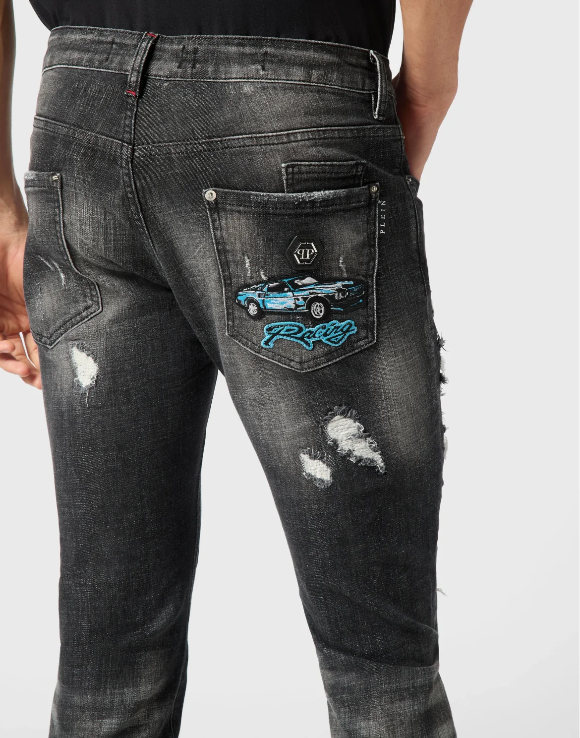 Denim Super Straight Cut Fit Trousers Cars Racing, цвет: Черный