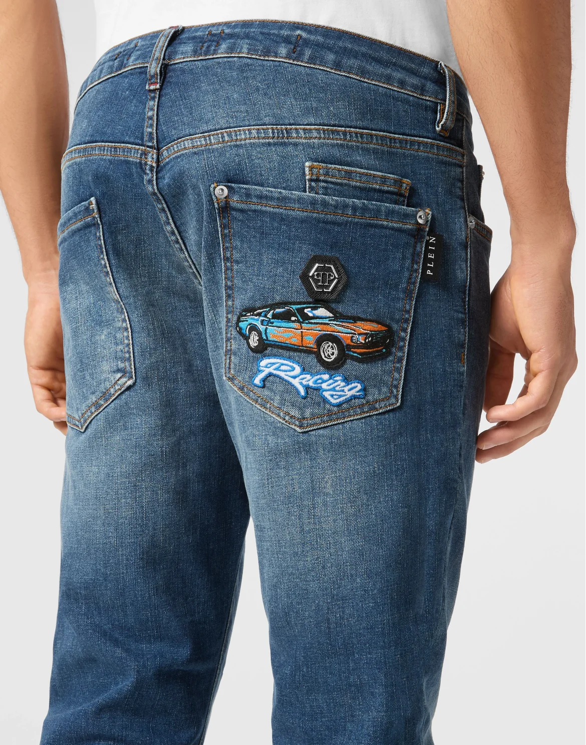 Denim Super Straight Cut Fit Trousers Cars Racing, цвет: Синий