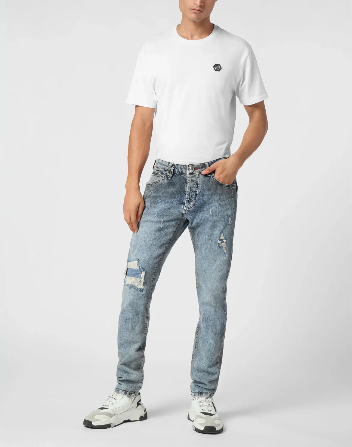 Denim Super Straight Cut Fit Trousers Cars Racing, цвет: Серый