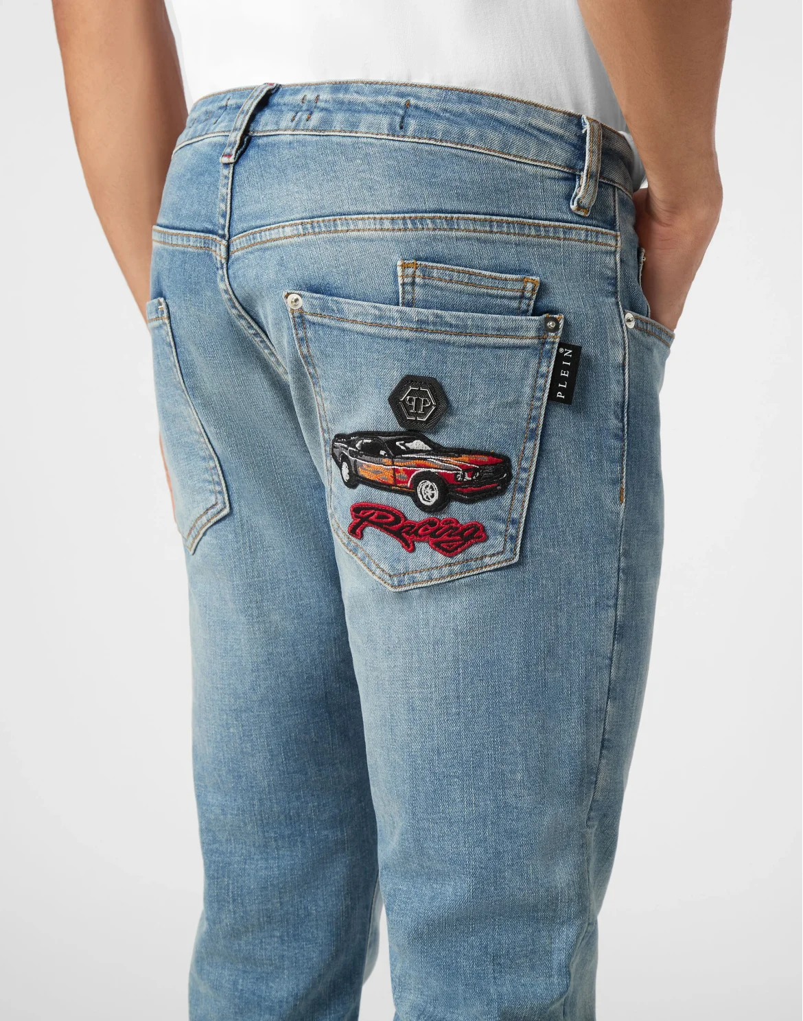 Denim Super Straight Cut Fit Trousers Cars Racing, цвет: Серый
