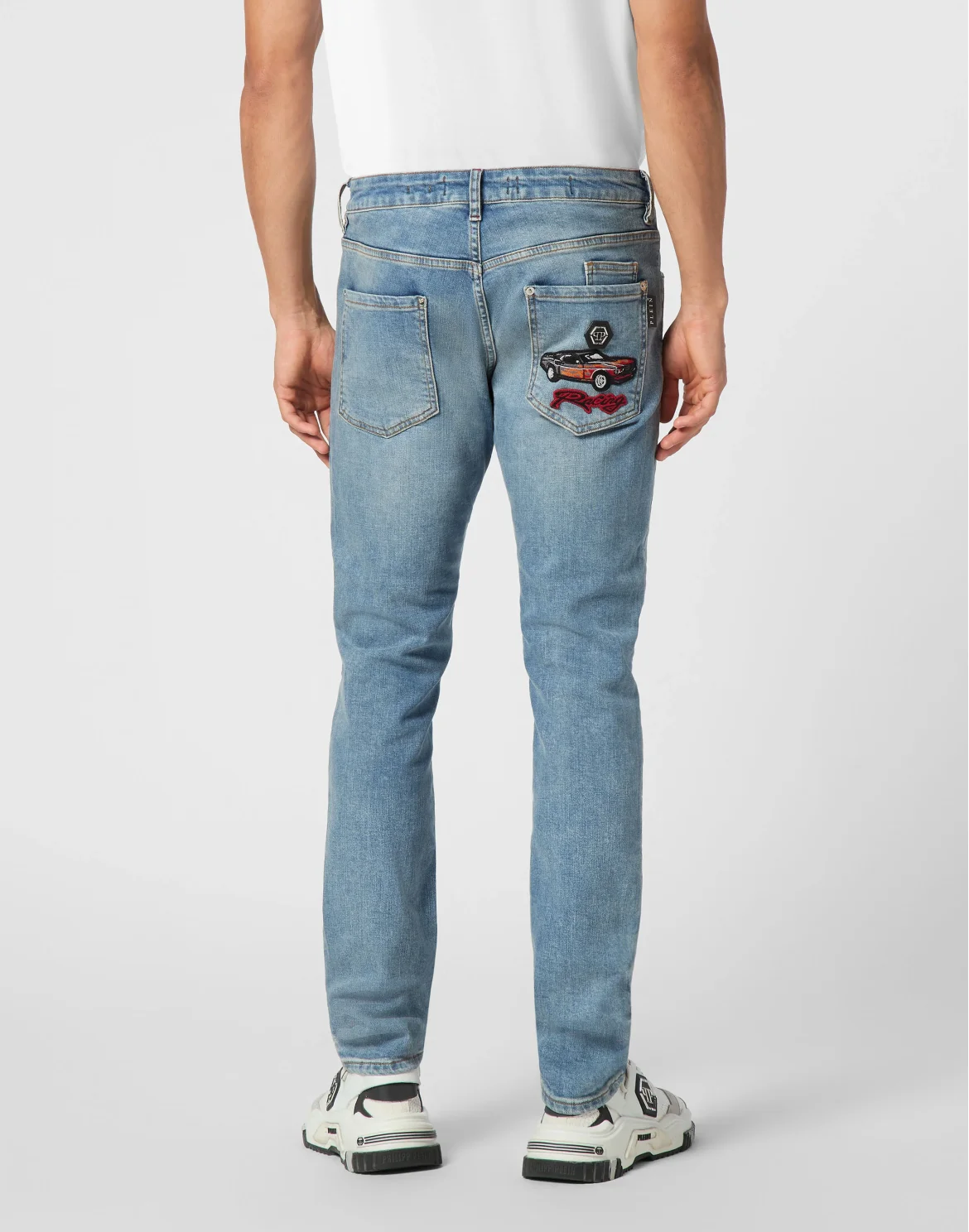 Denim Super Straight Cut Fit Trousers Cars Racing, цвет: Серый