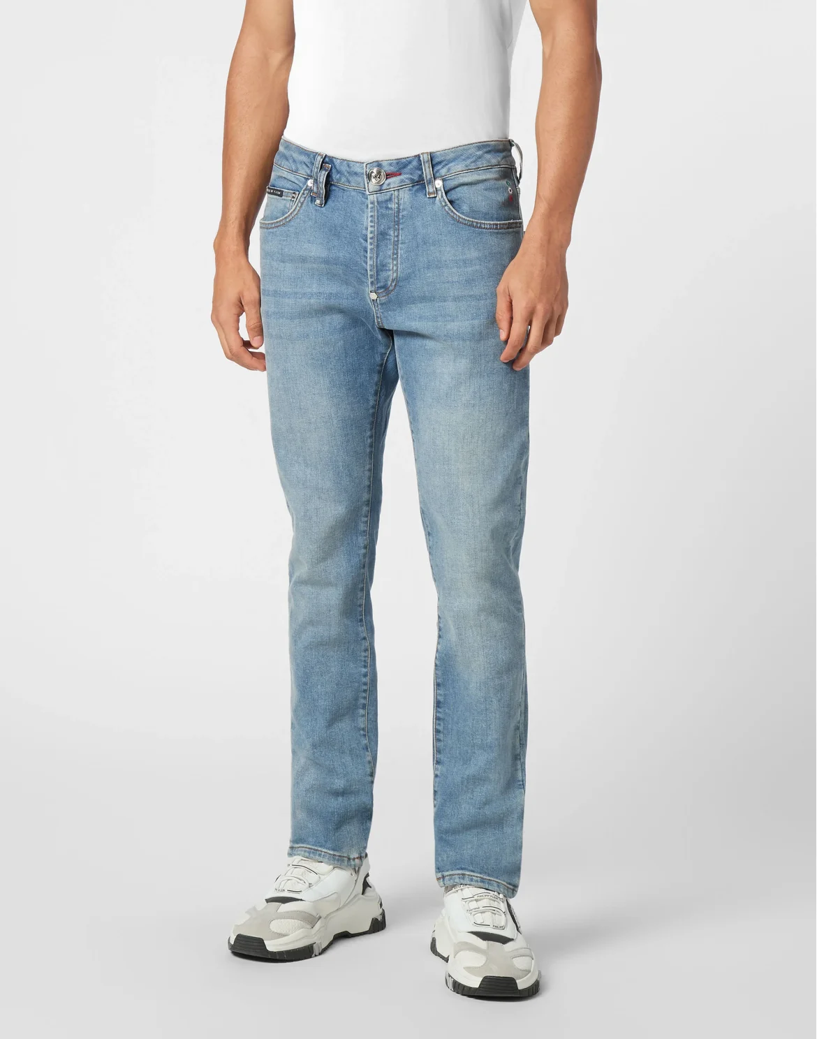 Denim Super Straight Cut Fit Trousers Cars Racing, цвет: Серый