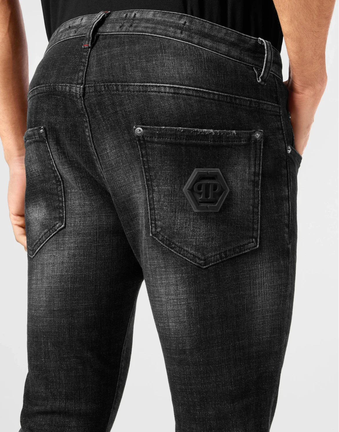 Denim Skinny Fit Trousers Hexagon, цвет: Черный