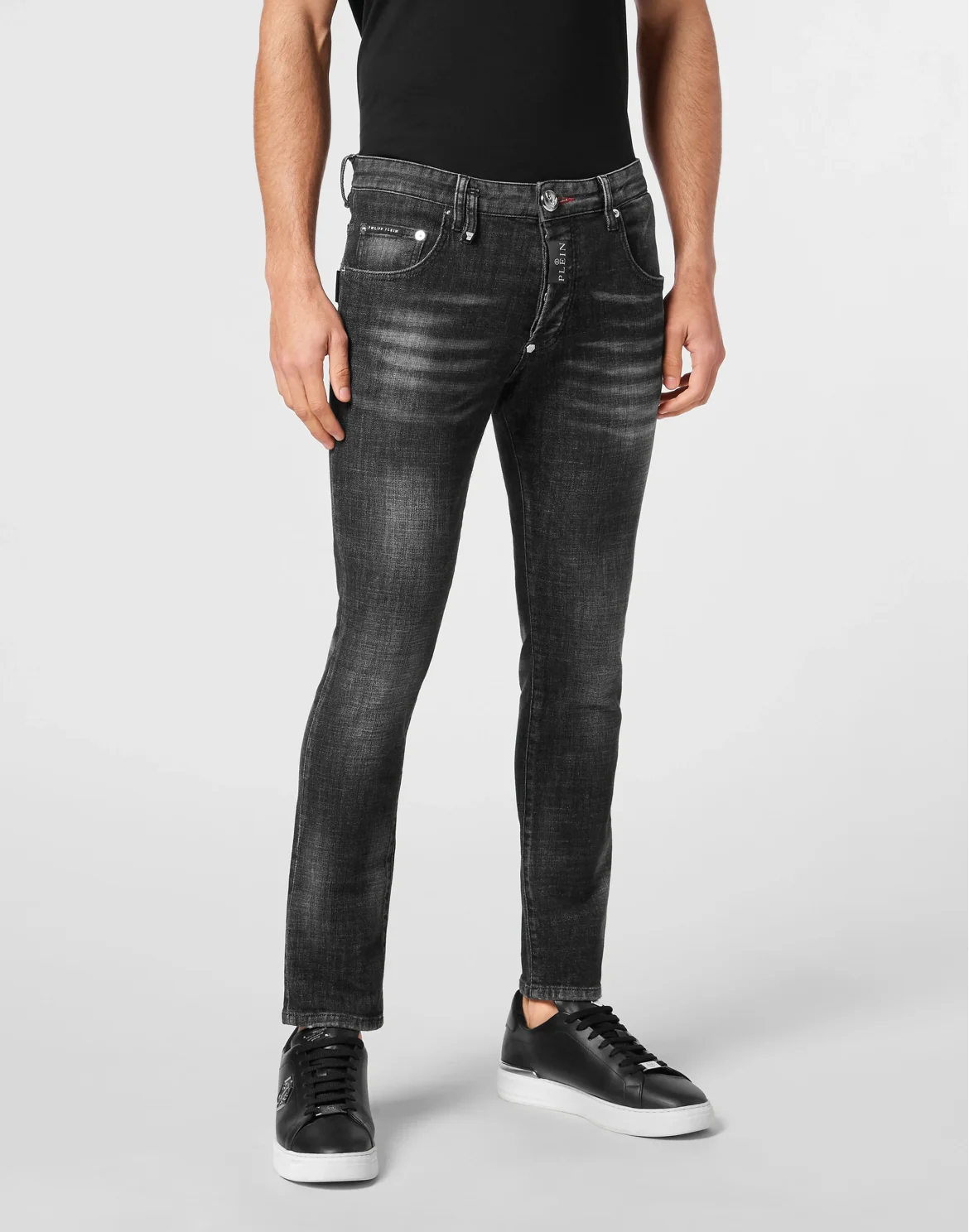 Denim Skinny Fit Trousers Hexagon, цвет: Черный