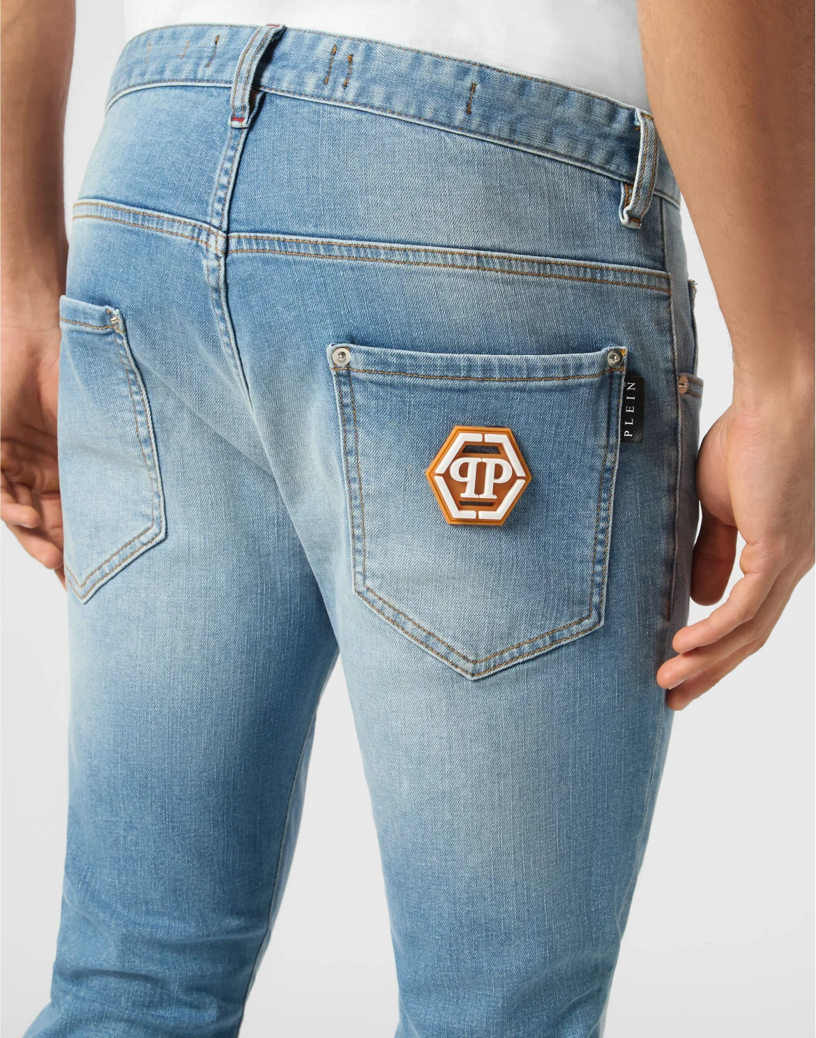 Denim Skinny Fit Trousers Hexagon, цвет: Синий