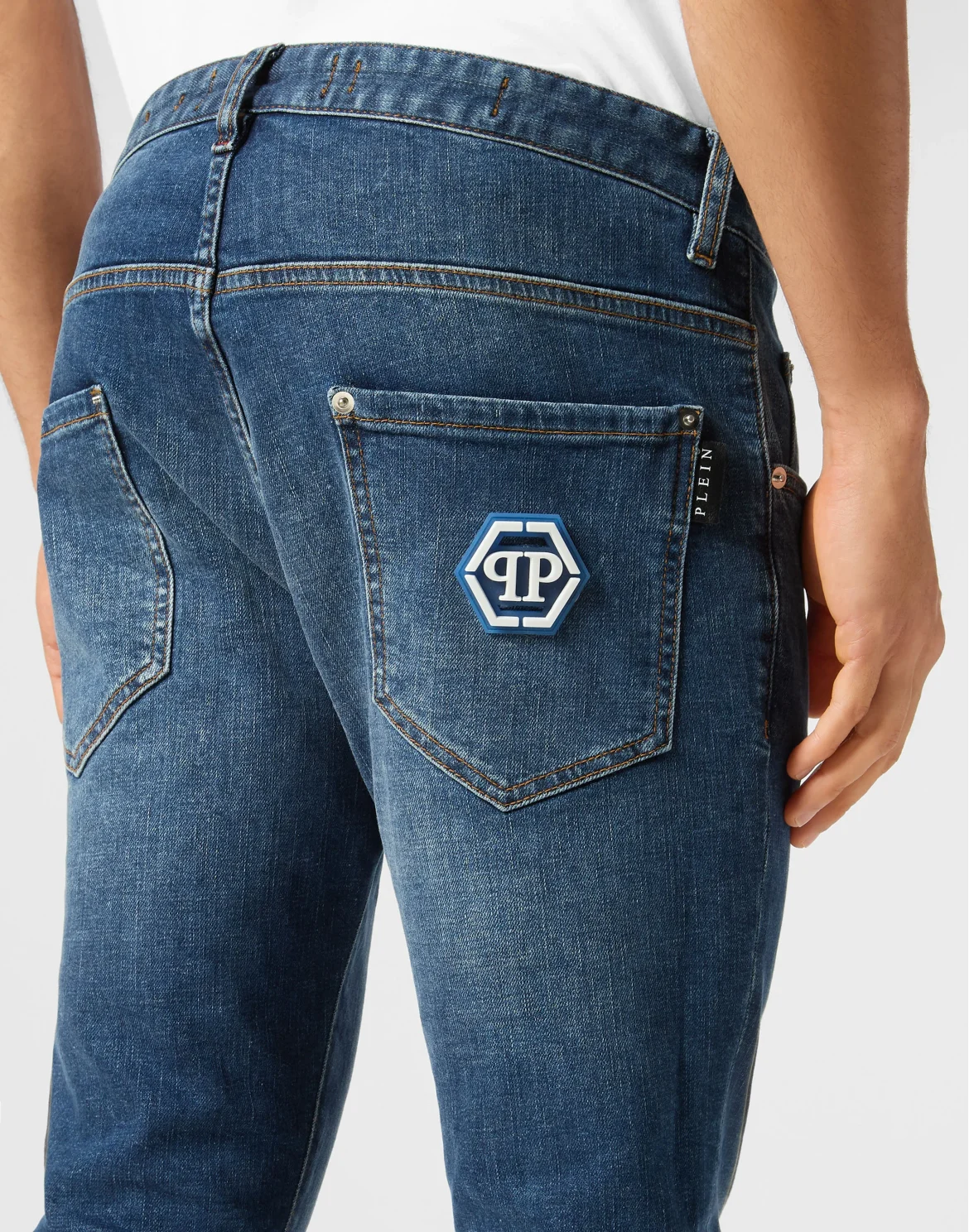 Denim Skinny Fit Trousers Hexagon, цвет: Синий
